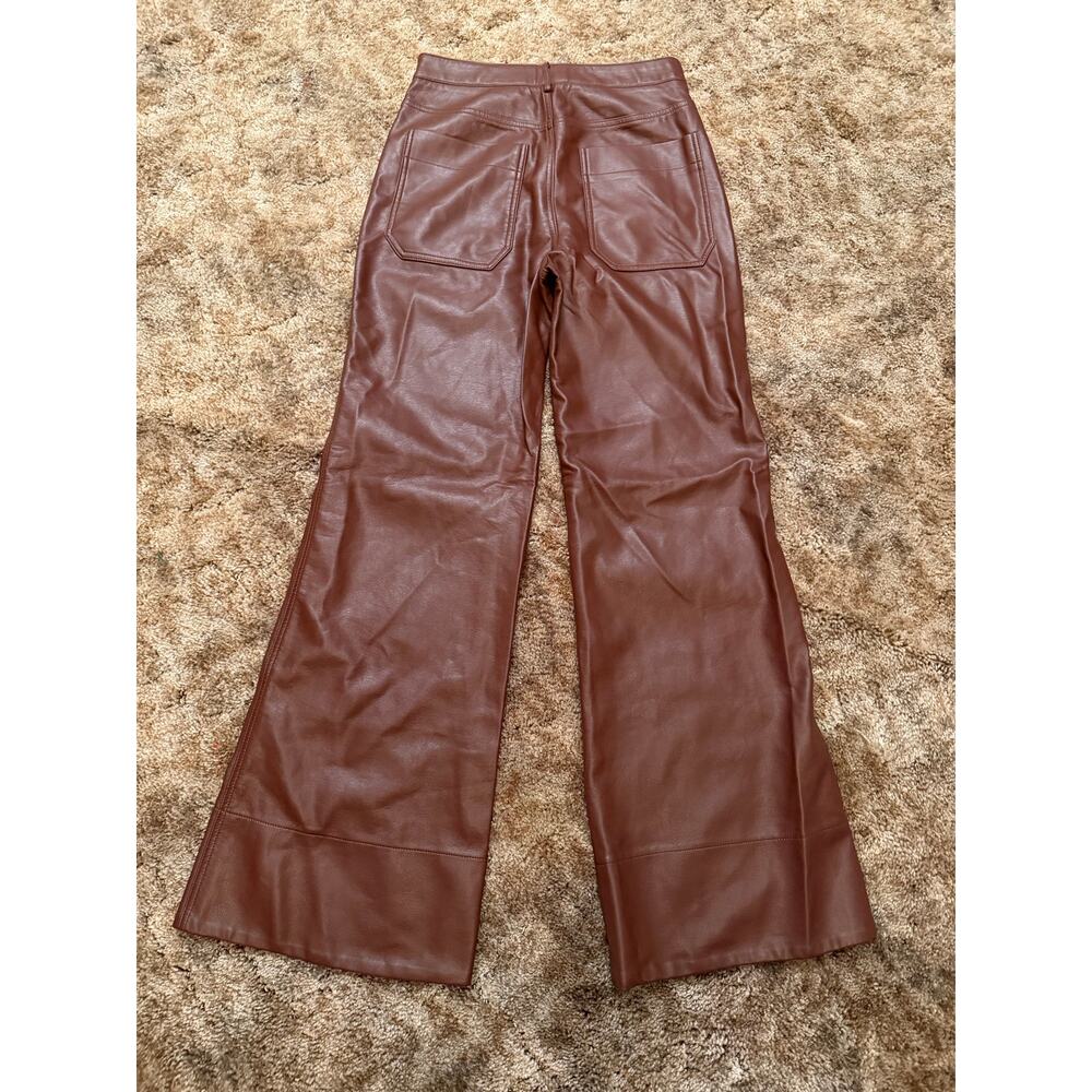 Anthropologie Pilcro The Rylan Faux Leather Flare Wide Leg Pants Cocoa Brown - Picture 4 of 8